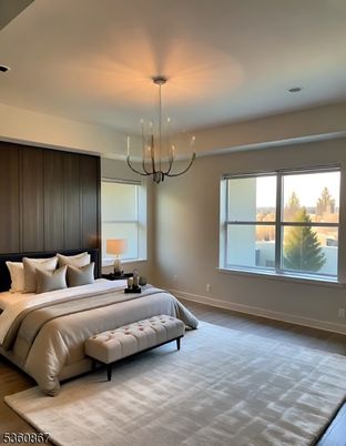 Bedroom, Interior, Pendant Lights, Recessed Lighting, Wood Texture Flooring
