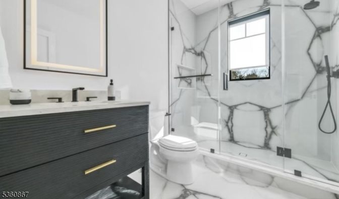 Bathroom, Glass Shower, Interior, Marble, Marble Walls