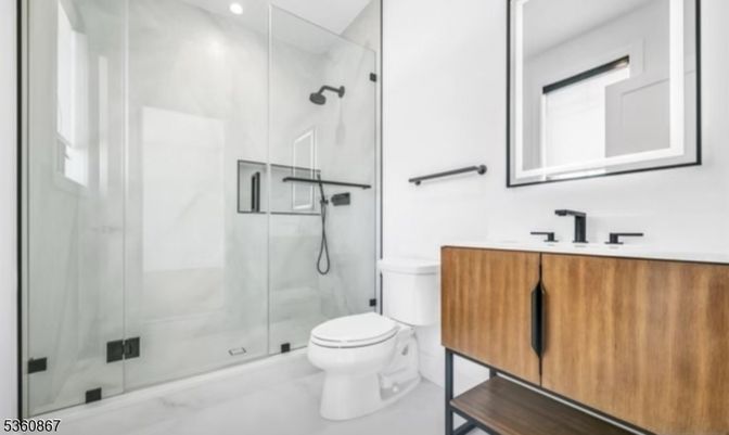 Bathroom, Glass Shower, Interior, Recessed Lighting