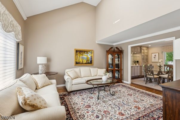Dining room, Interior, Living room, Recessed Lighting, Wood Texture Flooring