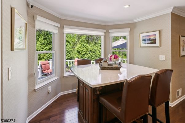 Dining room, Interior, Recessed Lighting, Wood Texture Flooring