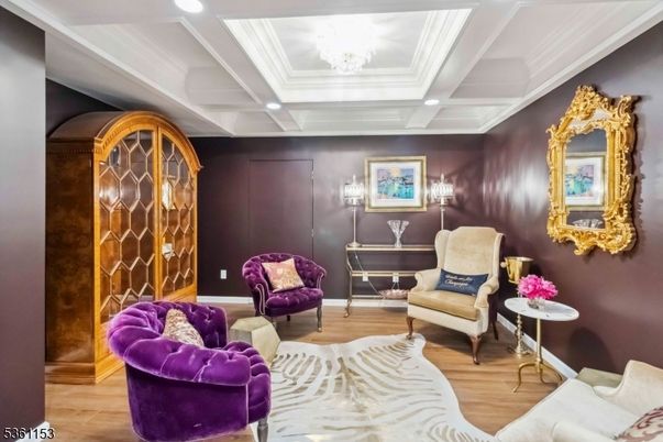Chandelier, Interior, Living room, Recessed Lighting, Wood Texture Flooring