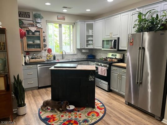 Interior, Kitchen, Recessed Lighting, Wood Texture Flooring