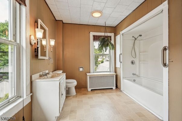 Bathroom, Glass Shower, Interior, Recessed Lighting, Wooden Walls