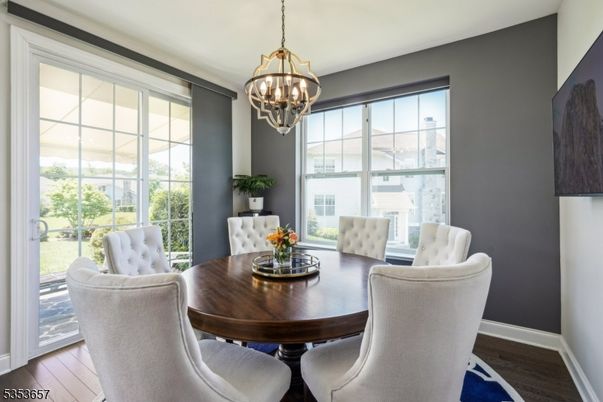 Chandelier, Dining room, Interior, Wood Texture Flooring