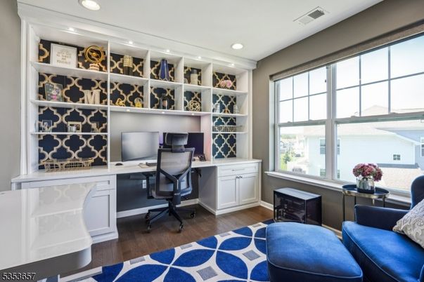 Home Office, Interior, Recessed Lighting, Wood Texture Flooring