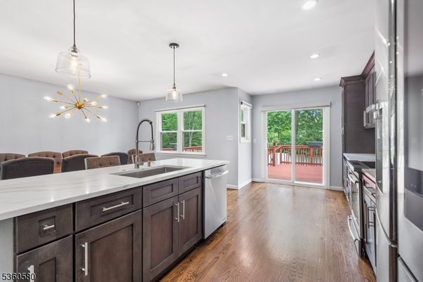 Interior, Kitchen, Pendant Lights, Recessed Lighting, Wood Texture Flooring