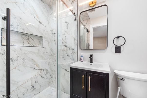 Bathroom, Glass Shower, Interior, Marble Walls