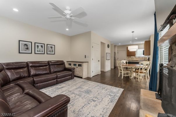 Dining room, Interior, Kitchen, Living room, Pendant Lights, Recessed Lighting, Wood Texture Flooring