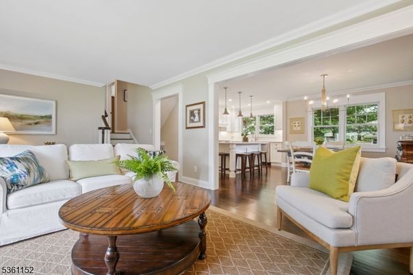 Dining room, Interior, Kitchen, Living room, Pendant Lights, Wood Texture Flooring