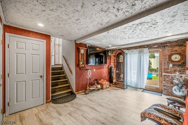 Interior, Recessed Lighting, Stone Walls, Wood Texture Flooring