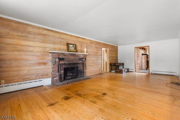 Empty room, Fireplace, Interior, Wood Texture Flooring, Wooden Walls