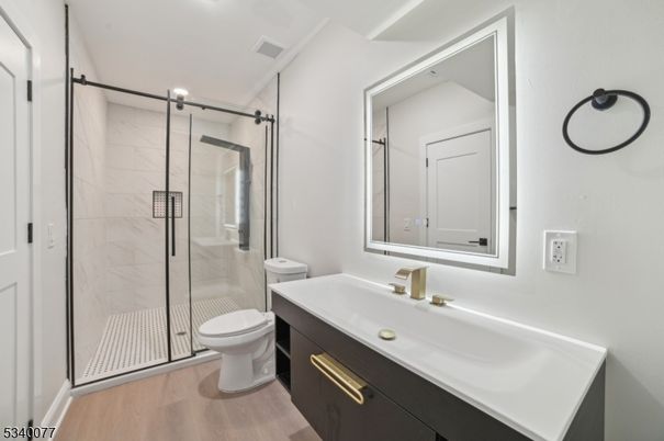 Bathroom, Glass Shower, Interior, Wood Texture Flooring