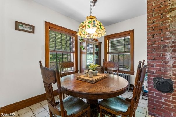 Dining room, Interior, Pendant Lights, Stone Walls