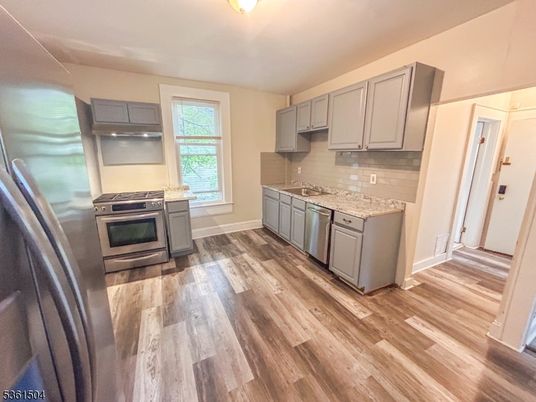 Interior, Kitchen, Stainless Steel Appliances, Wood Texture Flooring