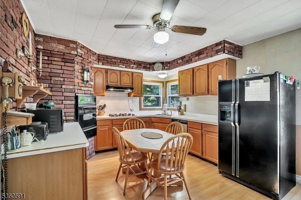 Interior, Kitchen, Stone Walls, Wood Texture Flooring