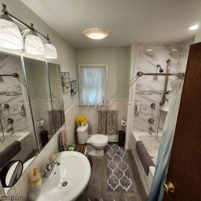 Bathroom, Glass Shower, Interior, Marble Walls, Recessed Lighting