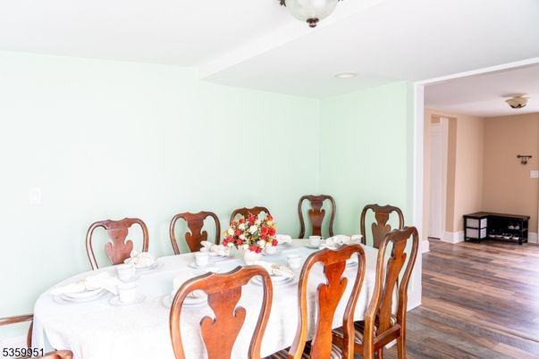Dining room, Interior, Recessed Lighting, Wood Texture Flooring