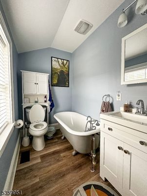 Bathroom, Free Standing Baths, Interior, Wood Texture Flooring