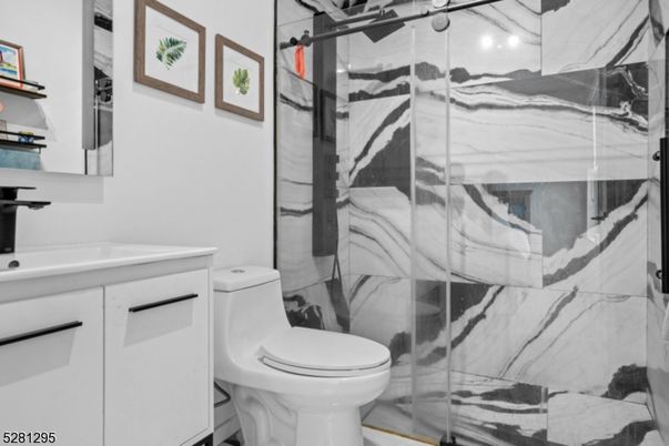 Bathroom, Glass Shower, Interior, Marble Walls