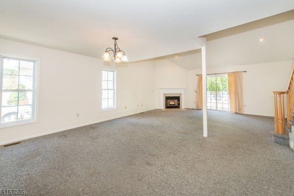 Chandelier, Empty room, Fireplace, Interior, Recessed Lighting