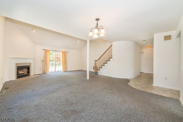 Chandelier, Empty room, Fireplace, Interior
