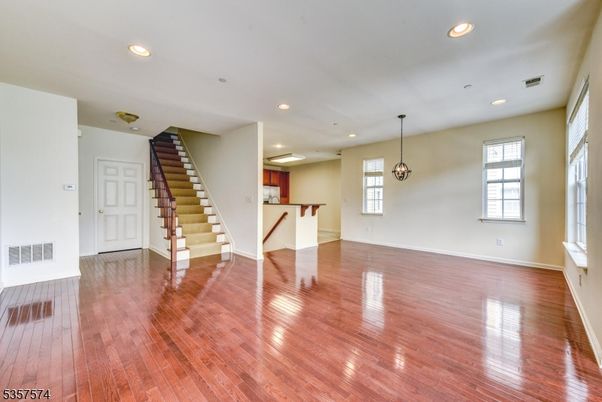 Empty room, Interior, Pendant Lights, Recessed Lighting, Wood Texture Flooring