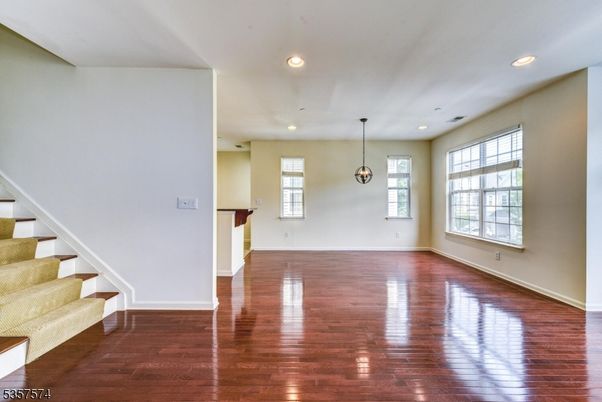 Empty room, Interior, Pendant Lights, Recessed Lighting, Wood Texture Flooring