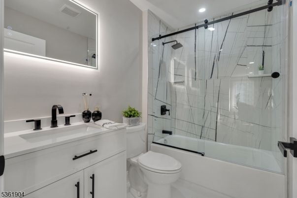 Bathroom, Glass Shower, Interior, Marble Walls, Recessed Lighting