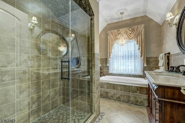 Bathroom, Chandelier, Glass Shower, Interior