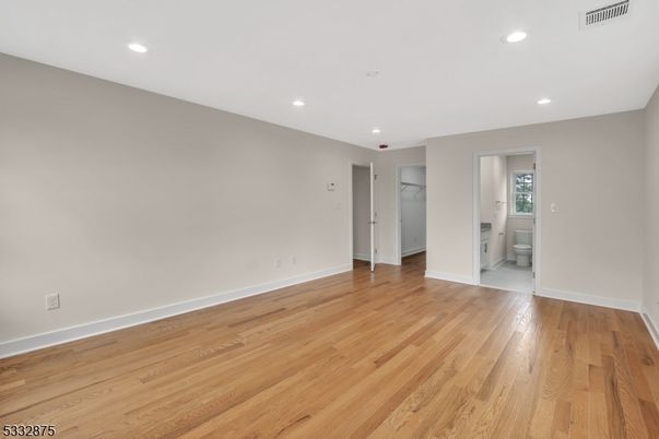 Bathroom, Empty room, Interior, Recessed Lighting, Wood Texture Flooring