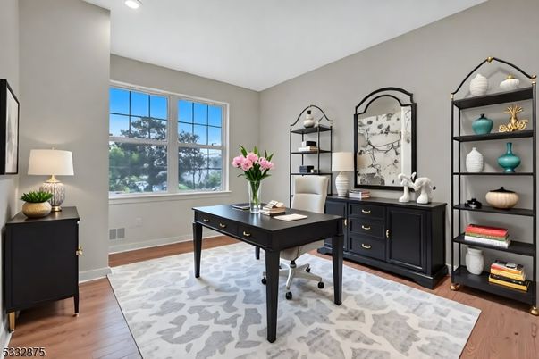 Home Office, Interior, Recessed Lighting, Wood Texture Flooring
