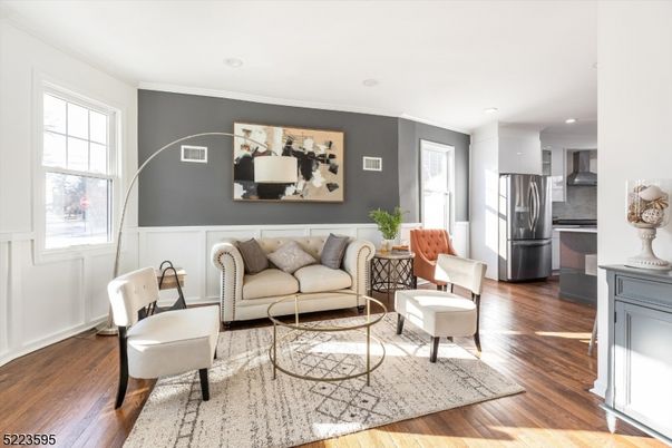Interior, Kitchen, Living room, Recessed Lighting, Stainless Steel Appliances, Wood Texture Flooring