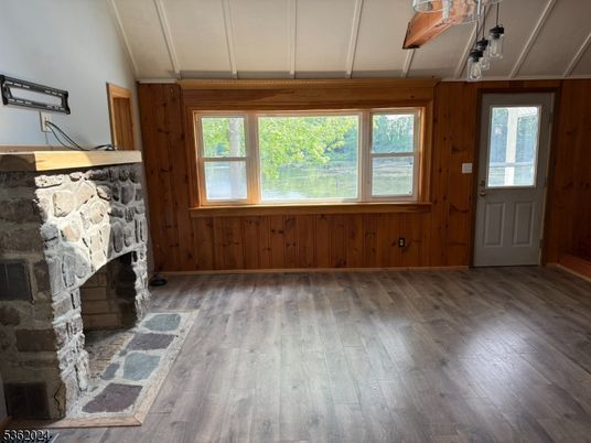 Empty room, Fireplace, Interior, Wood Texture Flooring, Wooden Walls