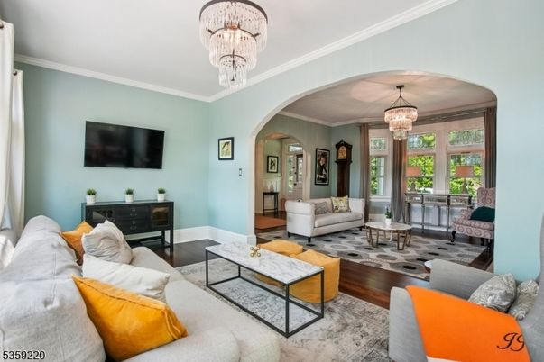 Chandelier, Interior, Living room, Wood Texture Flooring