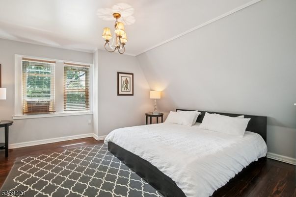 Bedroom, Chandelier, Interior, Wood Texture Flooring