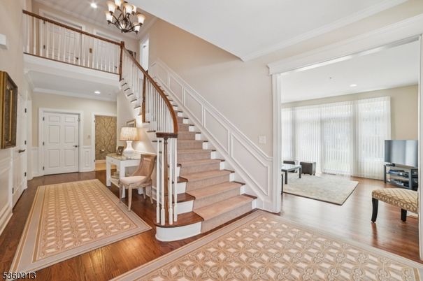 Chandelier, Interior, Recessed Lighting, Wood Texture Flooring