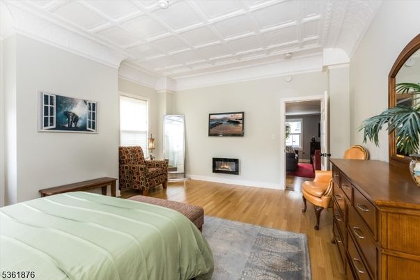Bedroom, Fireplace, Interior, Wood Texture Flooring