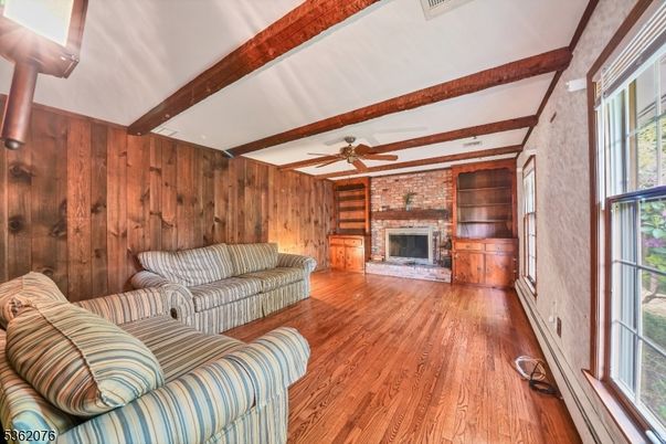 Fireplace, Interior, Living room, Stone Walls, Wooden Beams, Wood Texture Flooring, Wooden Walls
