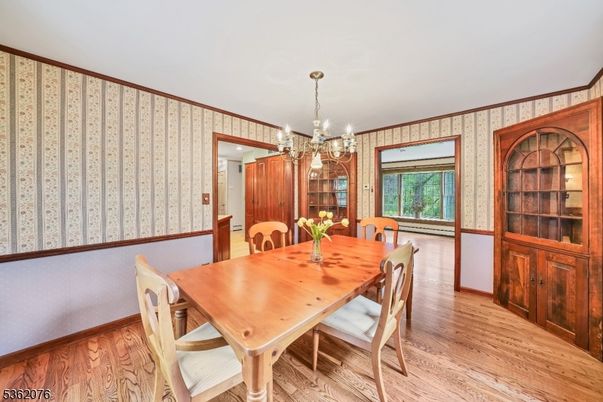 Chandelier, Dining room, Interior, Wood Texture Flooring