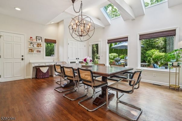 Chandelier, Dining room, Interior, Recessed Lighting, Wood Texture Flooring