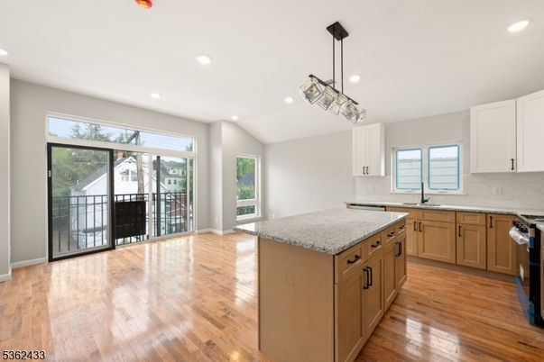 Interior, Kitchen, Pendant Lights, Recessed Lighting, Wood Texture Flooring