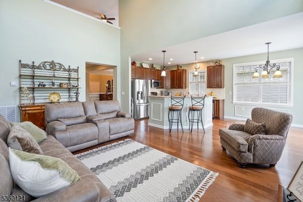 Interior, Kitchen, Living room, Pendant Lights, Recessed Lighting, Stainless Steel Appliances, Wood Texture Flooring