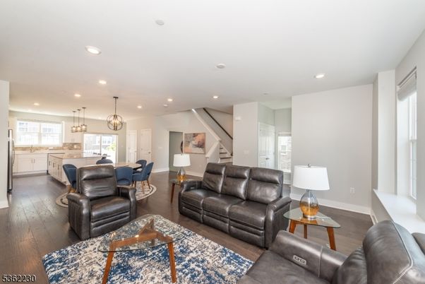 Dining room, Interior, Kitchen, Living room, Pendant Lights, Recessed Lighting, Wood Texture Flooring