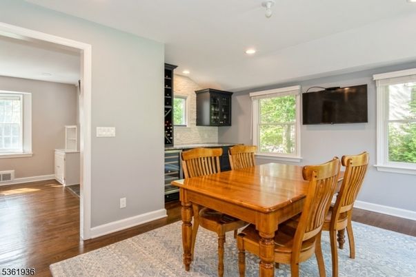 Dining room, Interior, Recessed Lighting, Wood Texture Flooring