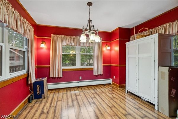 Chandelier, Empty room, Interior, Pendant Lights, Wood Texture Flooring