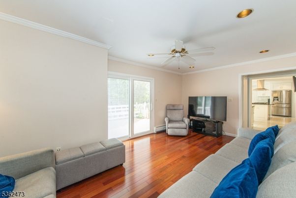 Interior, Kitchen, Living room, Recessed Lighting, Stainless Steel Appliances, Wood Texture Flooring