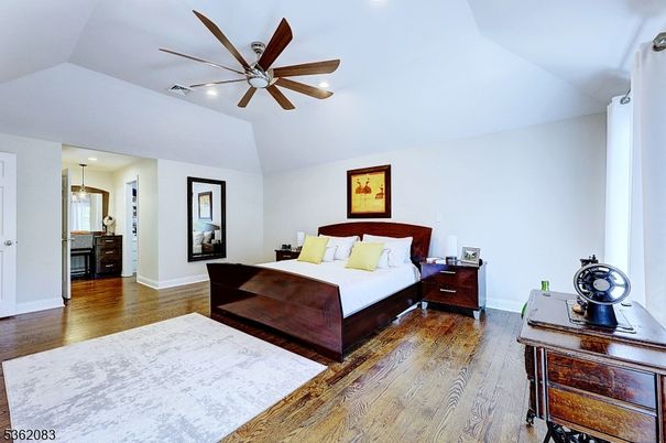 Bedroom, Interior, Pendant Lights, Recessed Lighting, Wood Texture Flooring