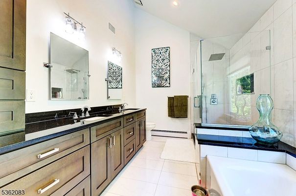 Bathroom, Dual Sink Vanities, Glass Shower, Interior, Recessed Lighting