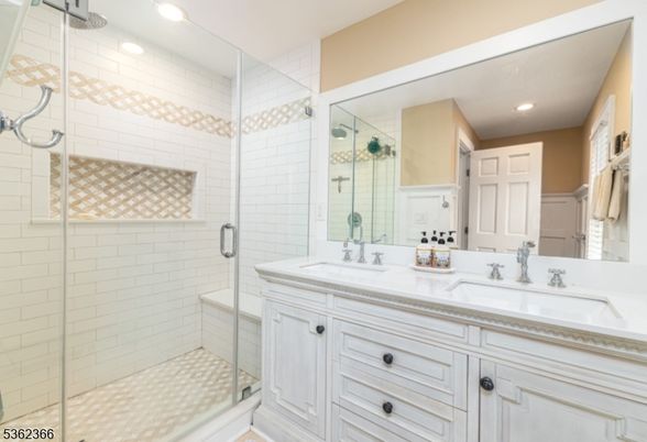 Bathroom, Dual Sink Vanities, Glass Shower, Interior, Recessed Lighting